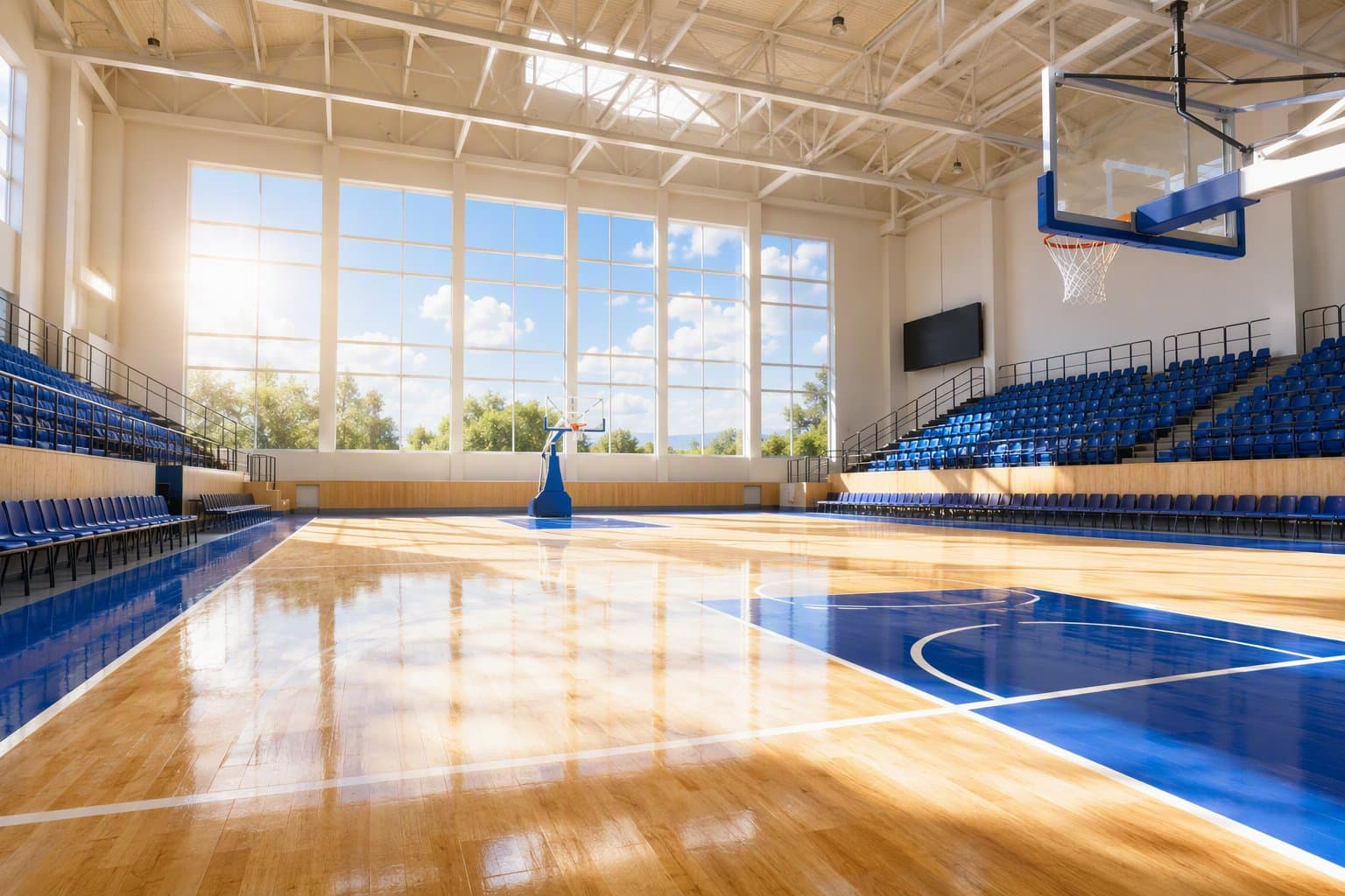 Sunlit Basketball Court - illustration, Jake Team LLC
