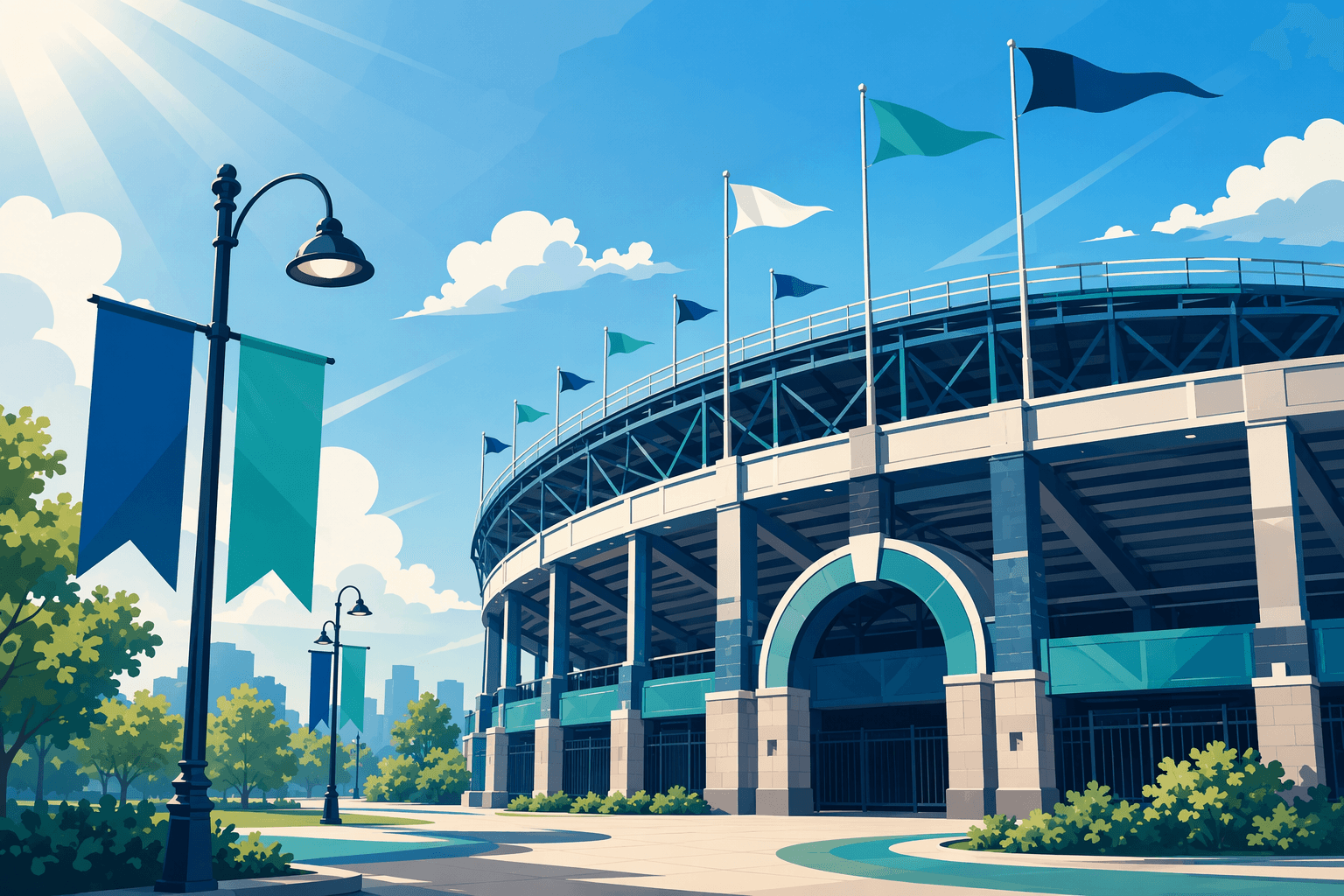 Baseball stadium exterior - illustration, Jake Team LLC