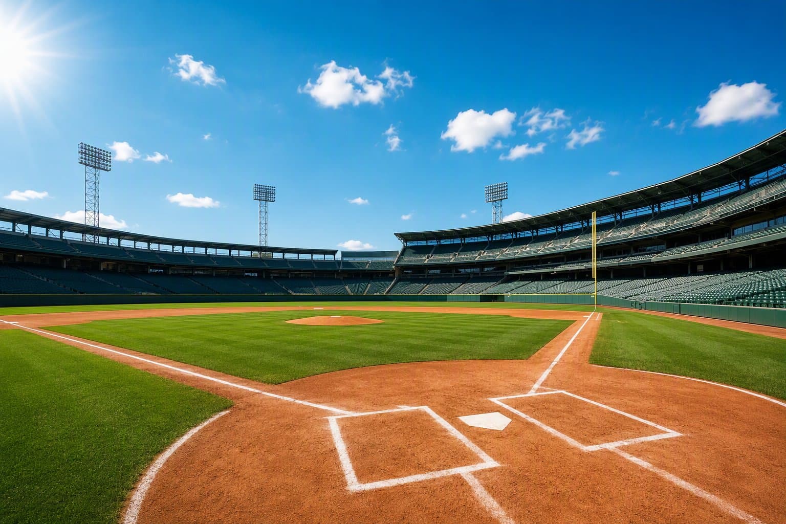 Sunlit Baseball Stadium - illustration, Jake Team LLC