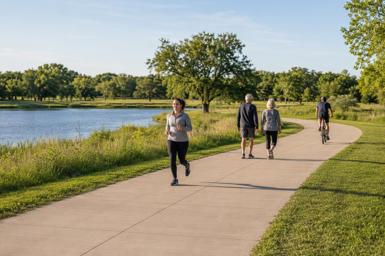 Residents on a park trail - illustration, Jake Team LLC