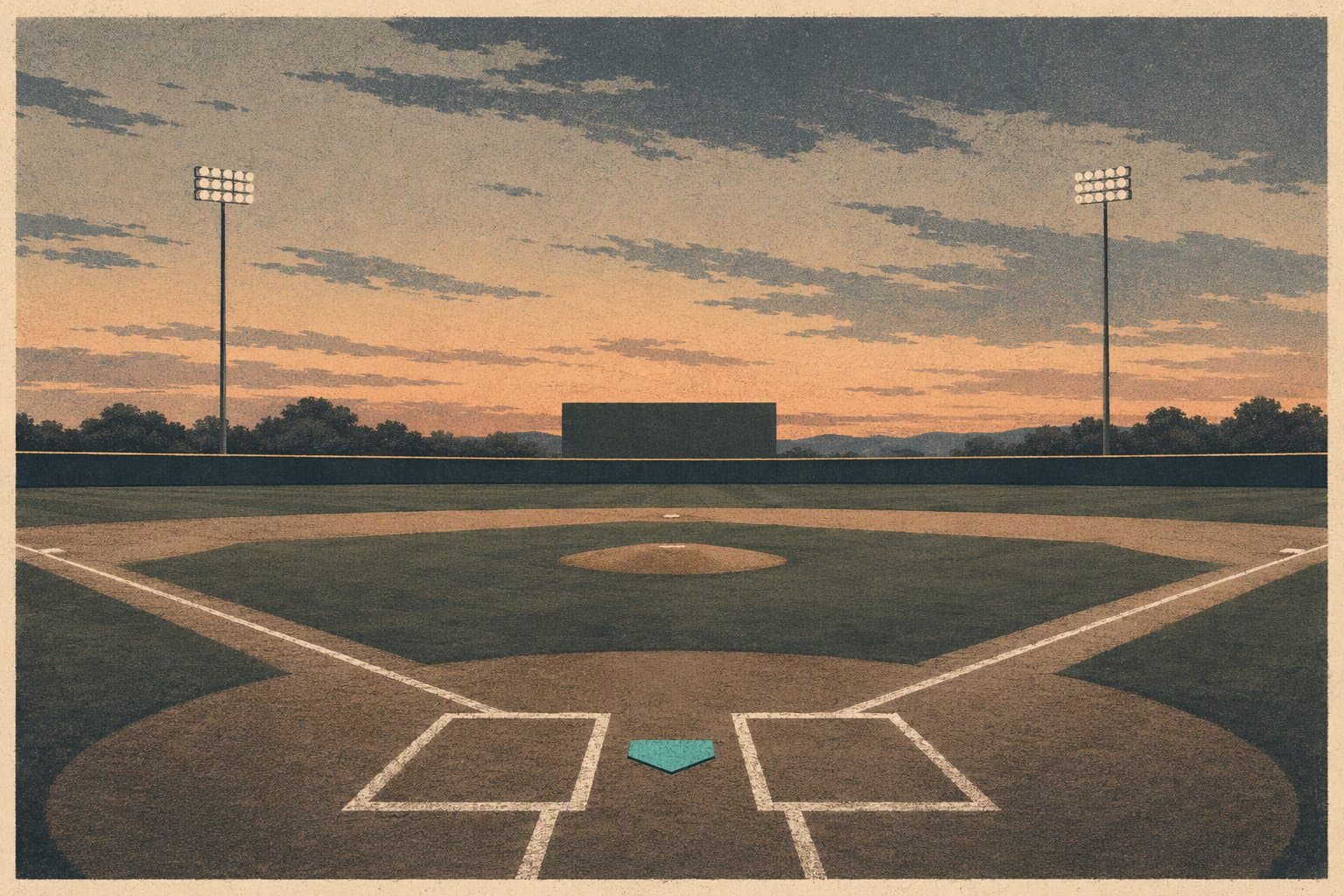 baseball stadium dusk - illustration, Jake Team LLC