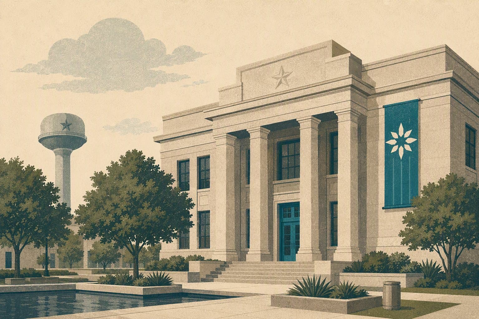 Plano city hall - illustration, Jake Team LLC