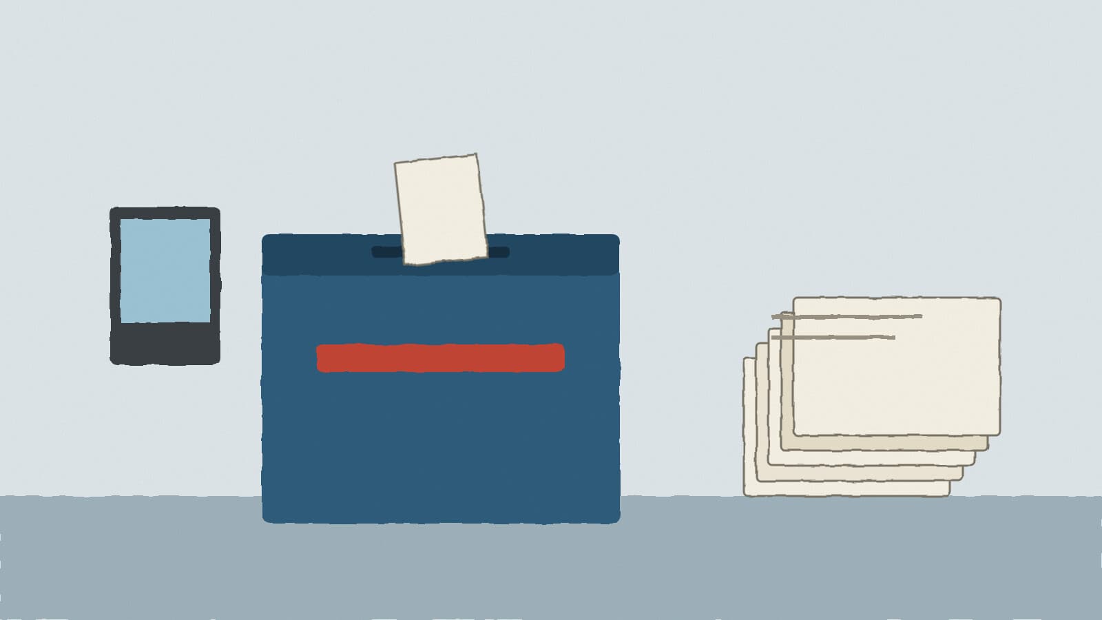 Ballot box and registration forms - illustration, Jake Team LLC