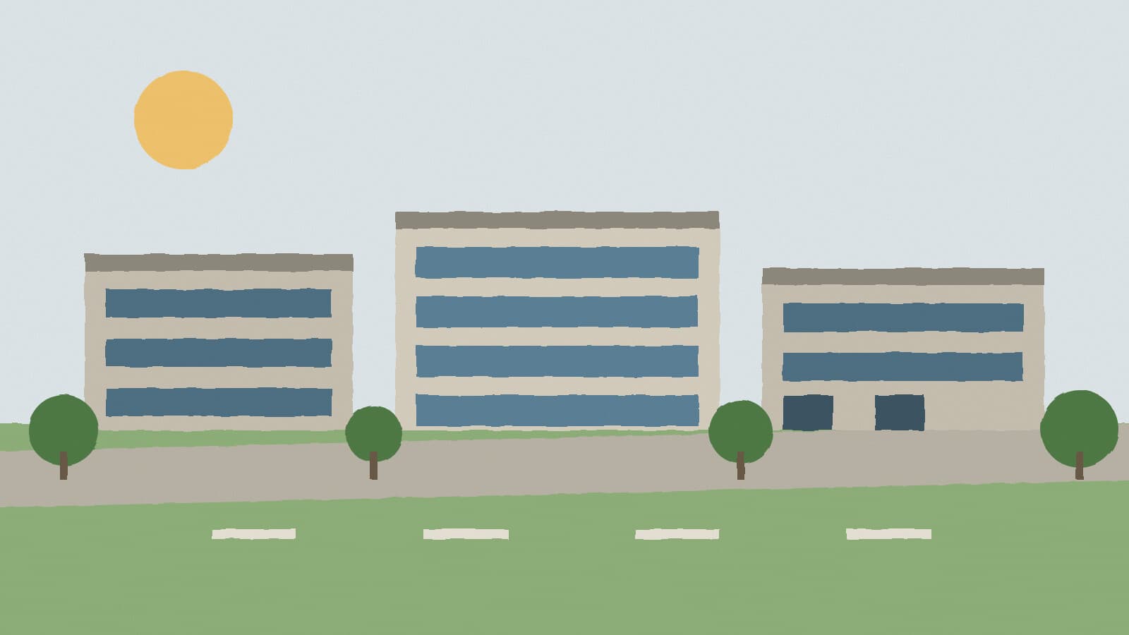 Low-rise office campus - illustration, Jake Team LLC