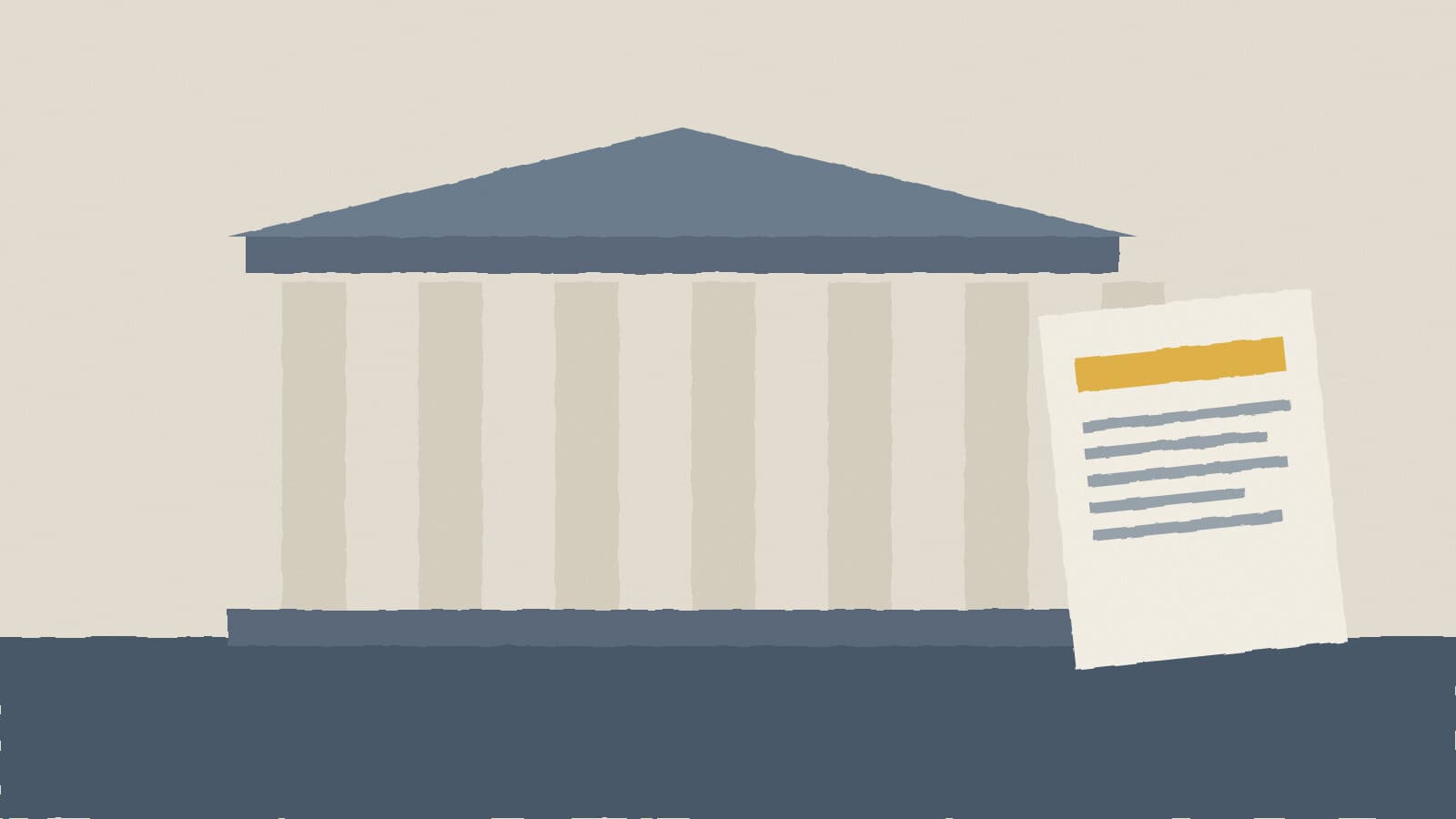 Federal courthouse and job notice - illustration, Jake Team LLC
