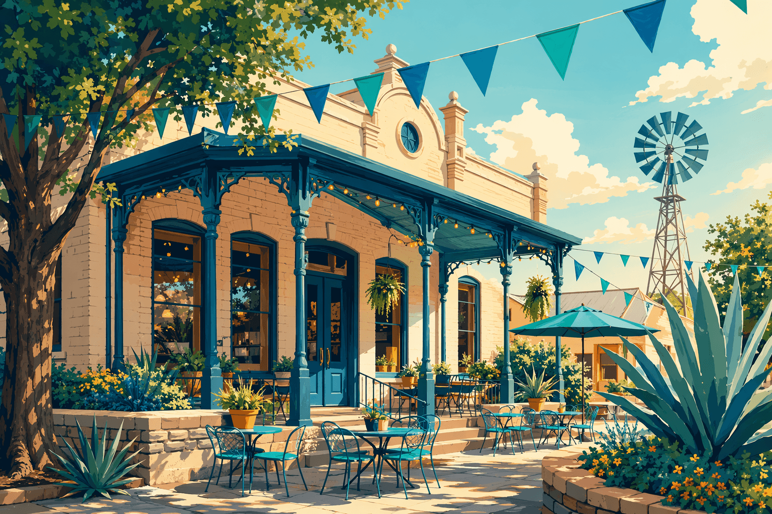 historic cafe reopening - illustration, Jake Team LLC
