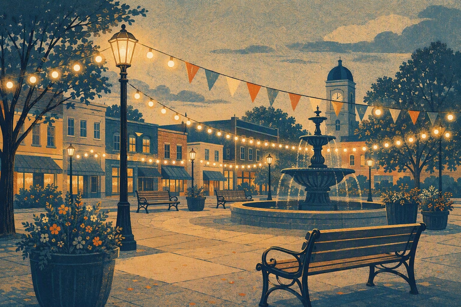 community festival night - illustration, Jake Team LLC