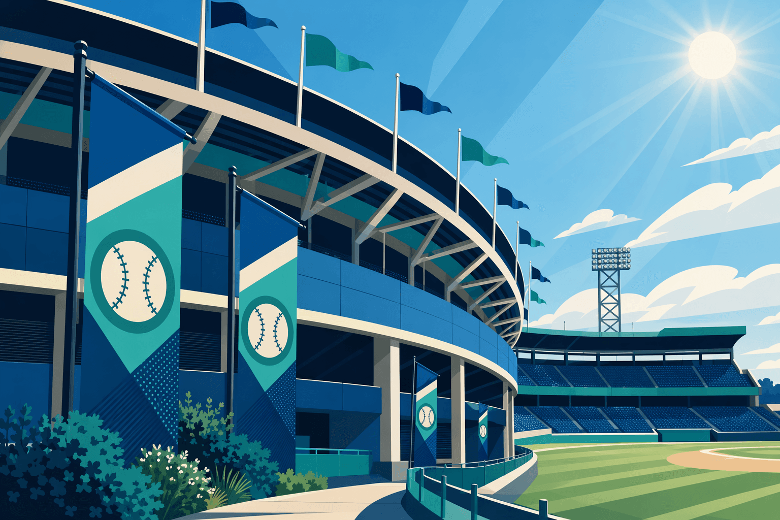 baseball stadium exterior - illustration, Jake Team LLC