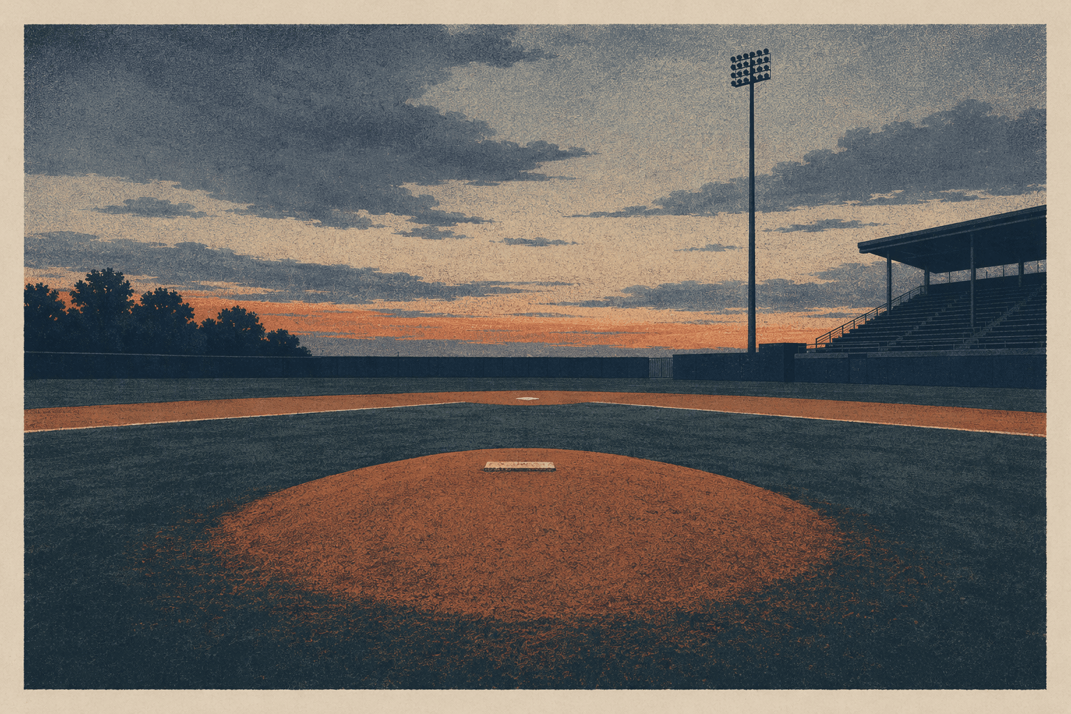 baseball stadium dusk - illustration, Jake Team LLC