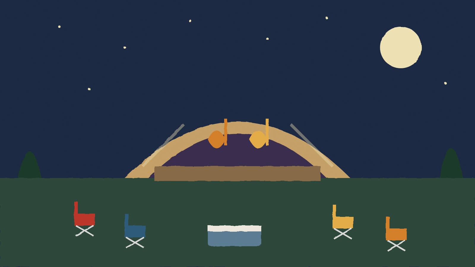 Outdoor concert pavilion at night - illustration, Jake Team LLC